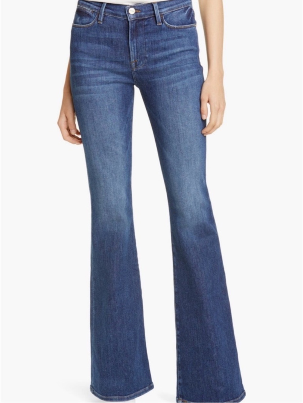 Frame Le High Flare Denim Perfect Blue whiskers women’s Jeans size 27 Worn once!
